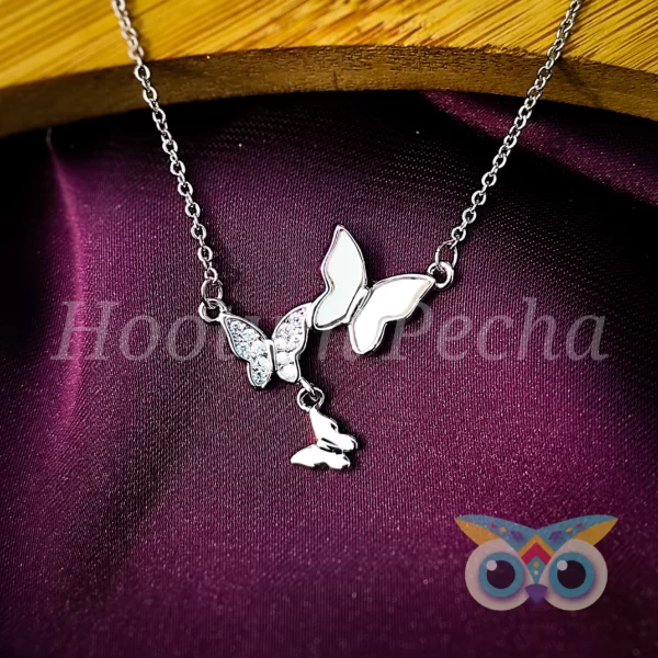 925 Sterling Silver Necklace CZ Butterfly Pendant