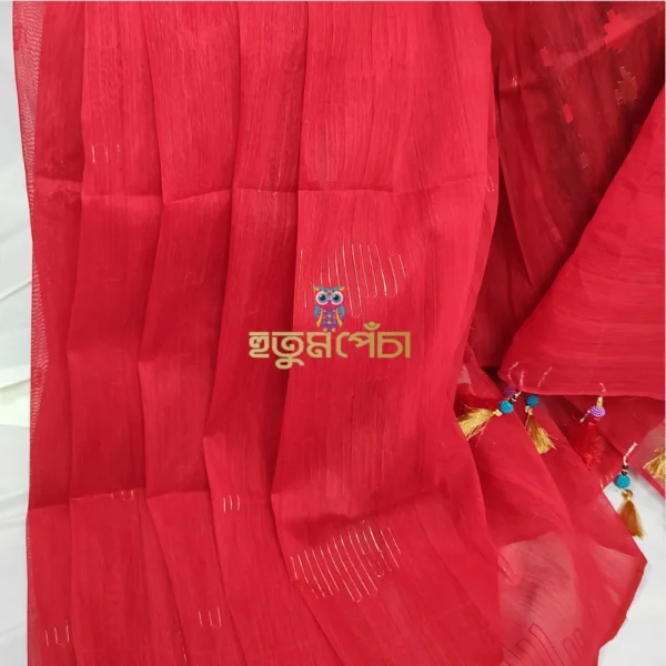 Red Gold Dhakai Jamdani - Image 4